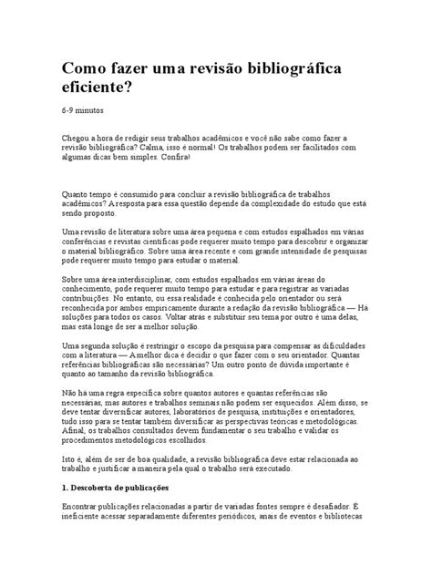 Modelo De Revisão Bibliográfica - Como Fazer Uma Revisão Bibliográfica Eficiente | Revisão Bibliográfica ...