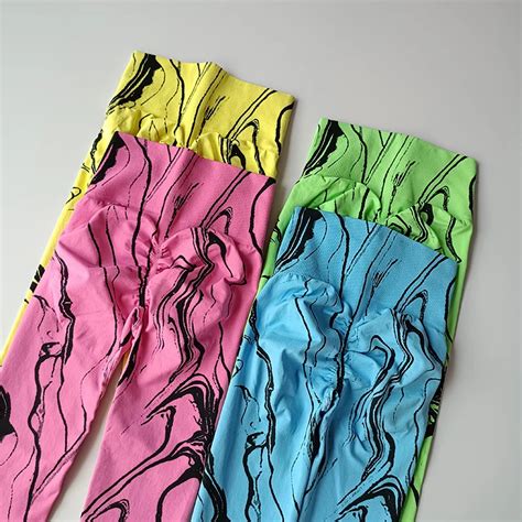 Women High Waist Seamless Tie Dye Yoga Pants For Women Outdoor Nude Tight Fitness Pants Honey