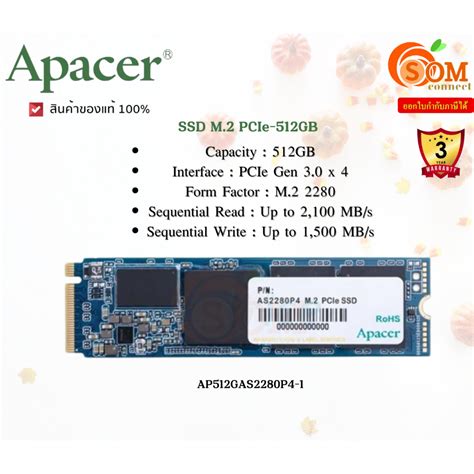 Apacer (512GB SSD) AS2280P4 (AP512GAS2280P4-1)(ZC.A01ST.09S) M.2 PCIe ...
