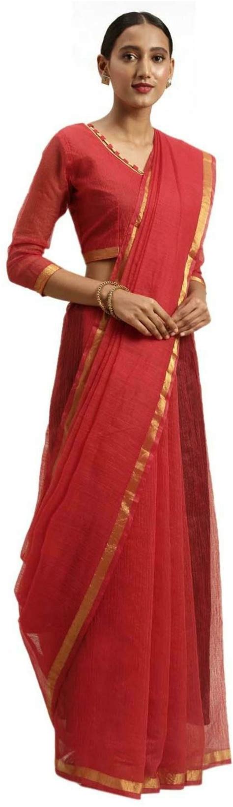 Vkaran Women Red Embroidered Art Silk Saree JioMart