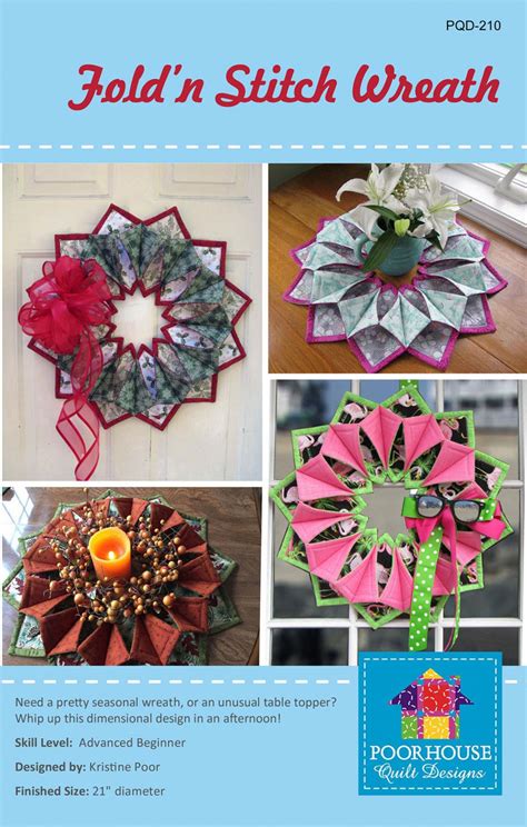 Fold N Stitch Wreath Sewing Pattern By Poorhouse Quilt Designs