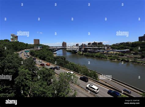 Harlem River Drive and Harlem River upper Manhattan New York City Stock ...