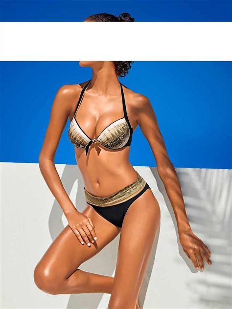 Push Up Bikini Schwarz Bunt Dessous Bademoden Outlet Mode Shop