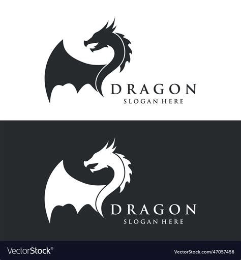 Logo template of fire dragon head and wings Vector Image