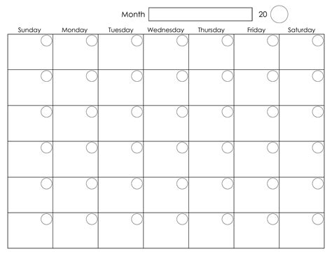 Monthly Blank Calendar Printable