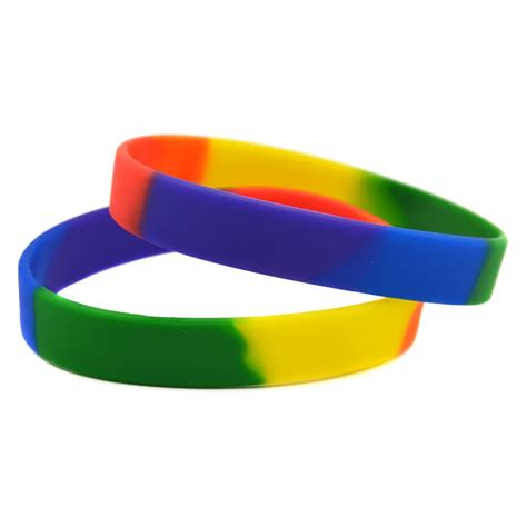 50pcs Rainbow Color Plain Silicone Wristband Gay Pride Bracelet