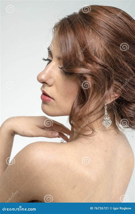 Portrait Of Brown Haired Romantic Girl With Naked Back Stock Image Image Of Issues Lifestyles