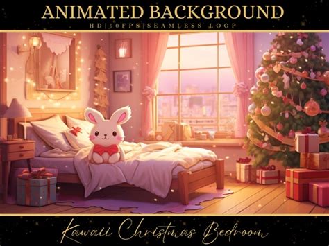 Vtuber Animated Background Cozy Lofi Ambience Kawaii Christmas Bedroom