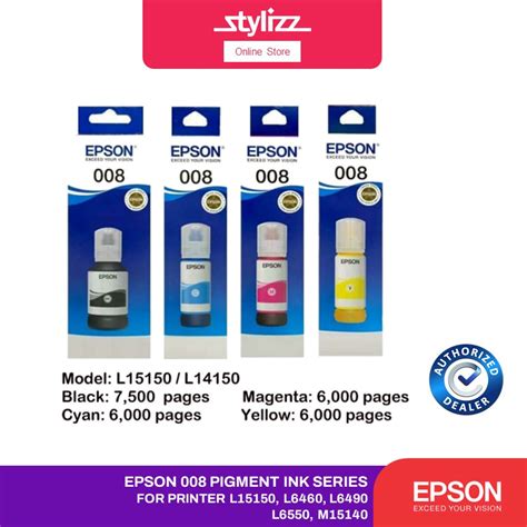 Epson C T G Pigment Black Ink Bottle Ml Cyan Yellow