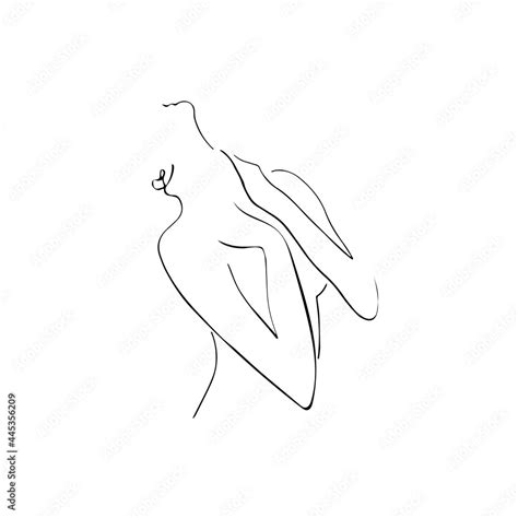 Vetor De Nude Woman Face Abstract Silhouette Continuous Line Drawing