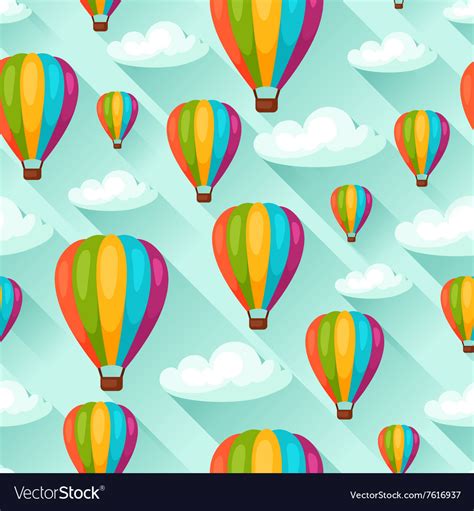 Seamless Travel Pattern With Hot Air Balloons Vector Image