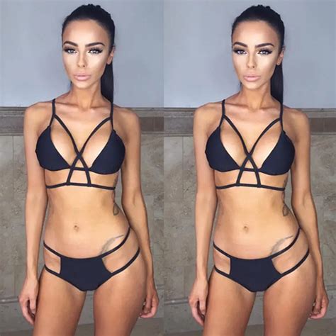 Summer Vacation Thong Bikinis Women Sexy Bikini Set Bandage Push Up Padded Swimwear Swimsuit