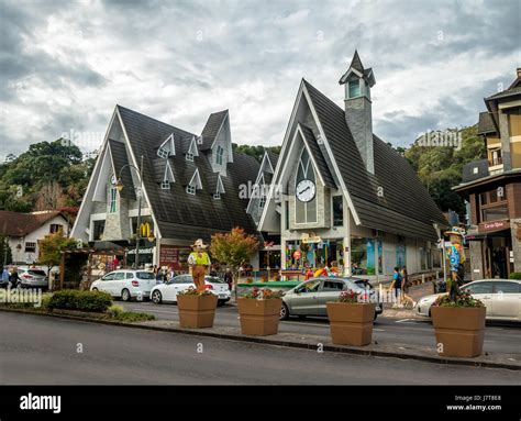 GRAMADO, BRAZIL - May 19, 2017: Street and architecture of Gramado city - Gramado, Rio Grande do ...