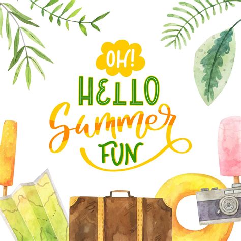 Free Vector Hand Painted Watercolor Hello Summer Lettering