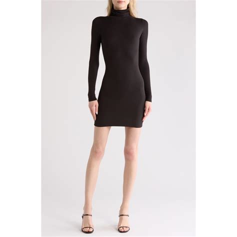 Naked Wardrobe Bare Turtleneck Long Sleeve Minidress In Black Lyst