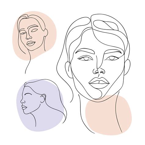 Continuous One Line Art Drawing Beauty Woman Face Feminine Collection