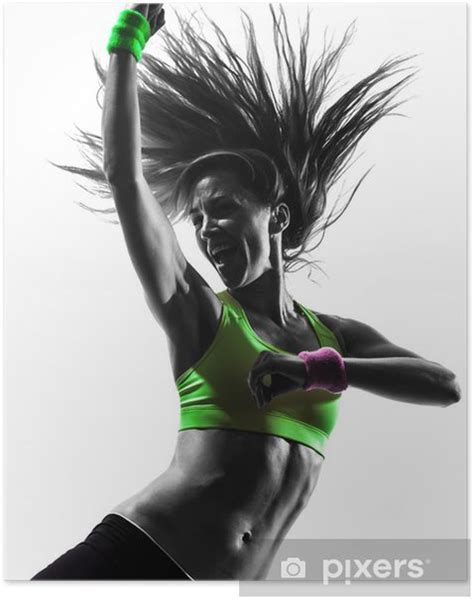 Póster Mujer En El Ejercicio De Fitness Zumba Baile Silueta Pixers Es