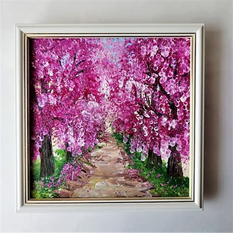 Cherry Blossom Landscape Painting Framed Art - Inspire Uplift