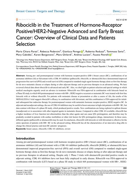 PDF Ribociclib In The Treatment Of Hormone Receptor Positive HER2