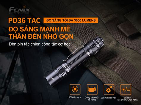 Đèn pin FENIX PD36 TAC 3000lm chiếu xa 274m pin 21700