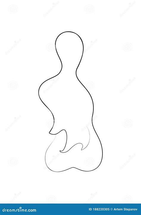 One Line Drawing Nude Female Body Beauty Woman Back Stock Vector Illustration Of Portrait