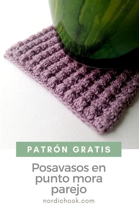 Patrón gratis de crochet cómo hacer un posavasos en punto mora parejo