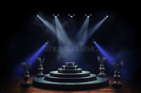 Stage With Spotlight On Stage Podium With Lighting Stock Illustration