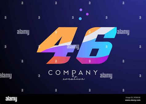 Colored Number 46 Logo Icon With Dots Yellow Blue Pink Template Design