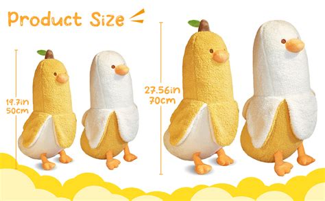 Cute Banana Duck Plush Toy Cartoon Stuffed Animals Duck Soft Fluffy