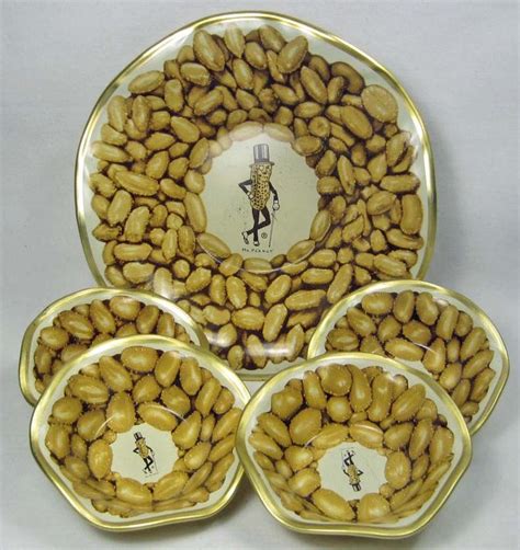Vintage Planters Mr Peanut Serving Bowl And Nut Dishes Snack Set Tin