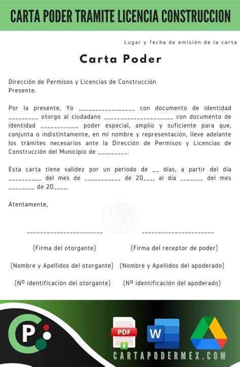 Carta Poder Para Tramites De Licencia Construcci N Gratis