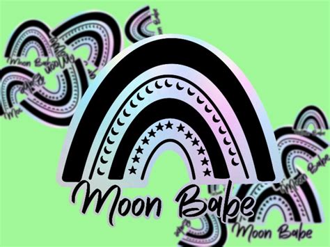 Holographic Moon Babe Rainbow Sticker Water Bottle Sticker Laptop Luna Lunar Witchy Hippie Etsy