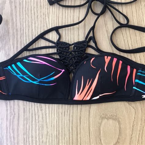 PINK Victoria S Secret Swim Vs Pink Halter Crochet Cage Bikini Top Poshmark