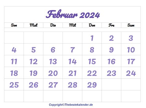 Kalenderblatt Februar 2024 The Beste Kalender