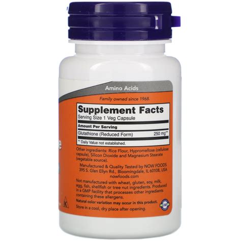 Глутатион Now Foods - купить NOW Glutathione 250 мг - 60 капсул по ...