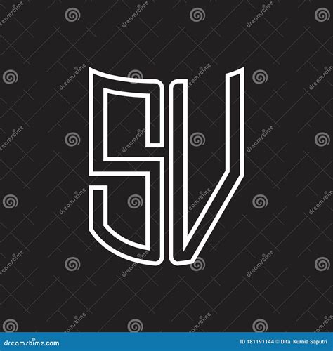 Sv Logo Monogram With Ribbon Style Outline Design Template Stock Vector