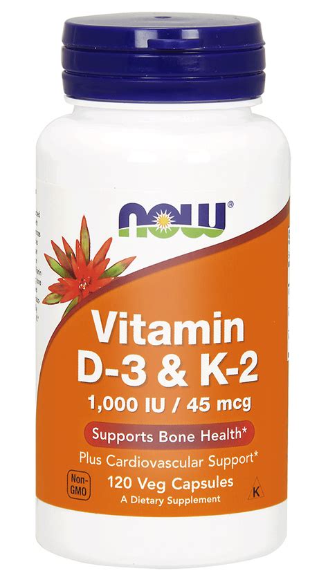 Witamina D3 & K2 – 120 kapsułek wegetariańskich – NOW