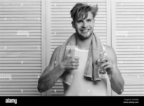 Morning Exercises And Healthy Lifestyle Concept Guy With Messy Hair