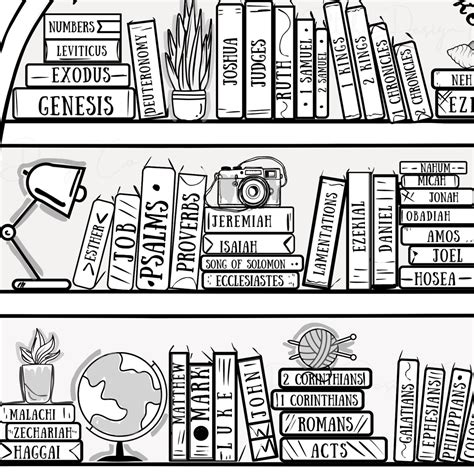 Bible Bookshelf Coloring Page Books Of The Bible Printable Color Sheet