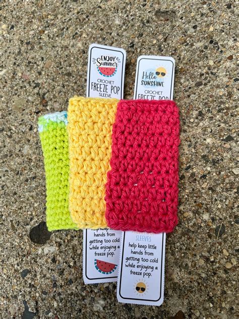 Crochet Popsicle Sleeve SET Of 3 Freeze Pop Holder Yogurt Tube Sleeve