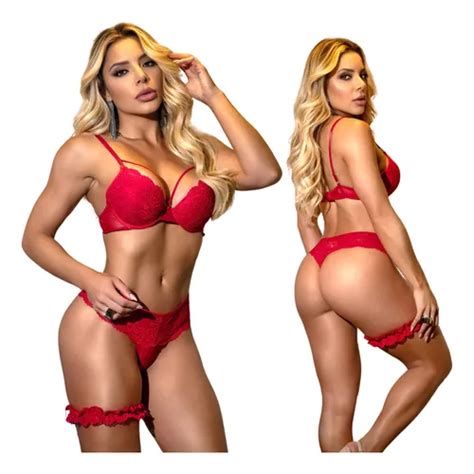 Lingerie Sexys Renda Bojo Conjunto Perneira Premium MercadoLivre