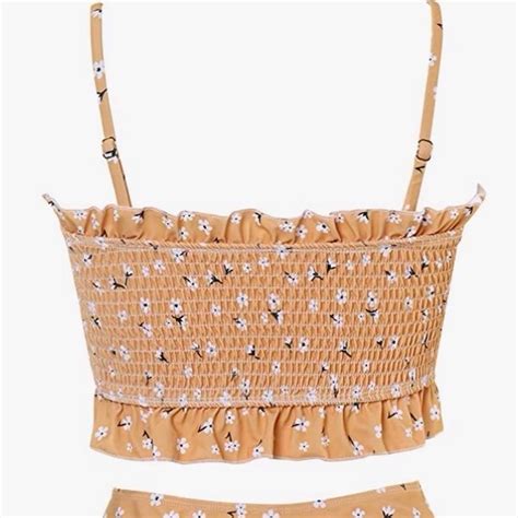 Mooslover Swim Mooslover Womens Shirred Bandeau Bikini Top High Waisted Bottom Piece Size