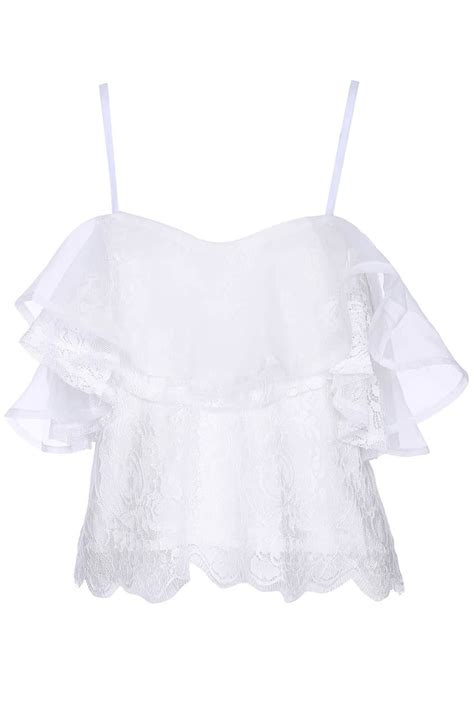 Romwe Dual Tone Crop White Lace Camisole Vestfor Women Romwe