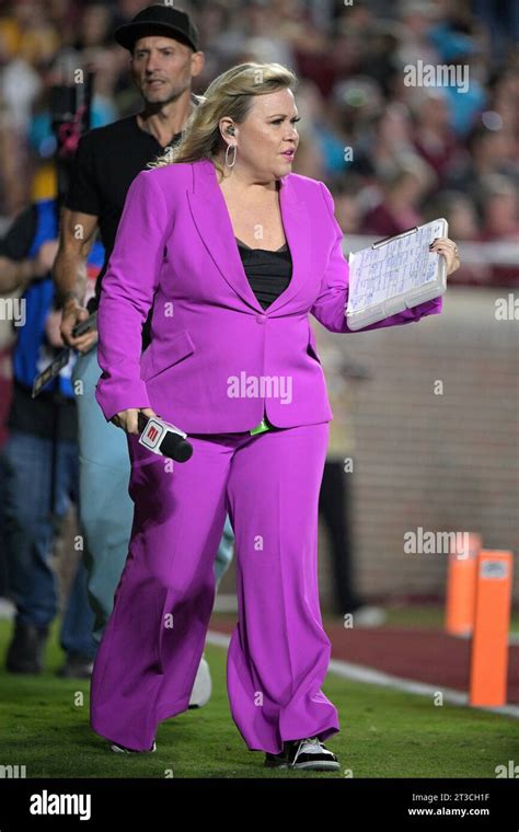 ESPN sideline reporter Holly Rowe walks behind the end zone during the ...