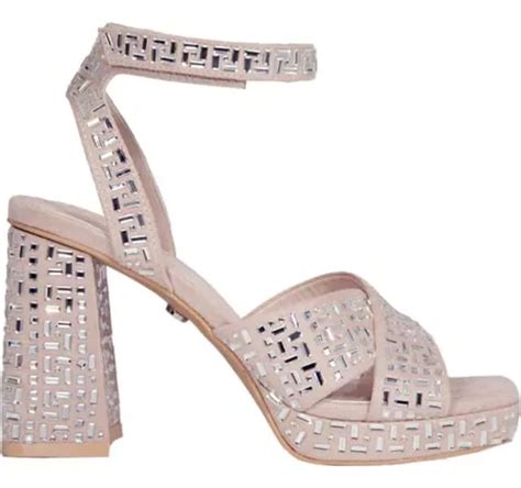 Zapatilla Tacón Ancho Y Piedras Mujer Thalia Sodi Nude Meses sin interés