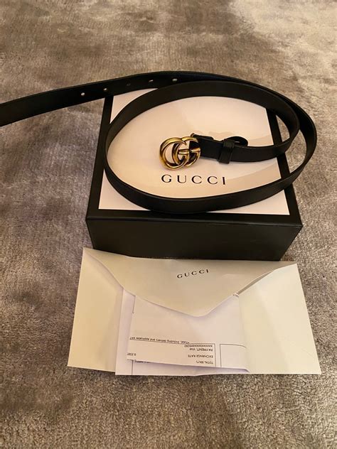 Svart Gucci bälte 90cm med guld logga 2 cm bret.. (434809064) ᐈ Köp på ...