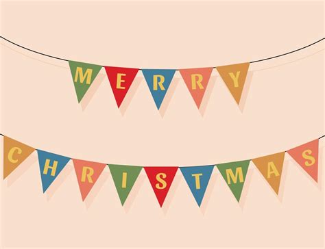 Merry Christmas Flag Colorful Set Of Christmas Decorations 12391896