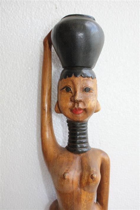 Wood Hand Carved Nude Tribal Female Erotic Figurine Gorgeous Wooden Art RARE Sculptures