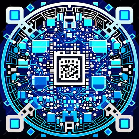 Premium Vector Qr Barcodeblue Circuit Board Digital Qr Code Vector