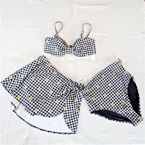 Old Navy Swim Nwt Old Navy Pc Gingham Check Floral Bikini Set Top